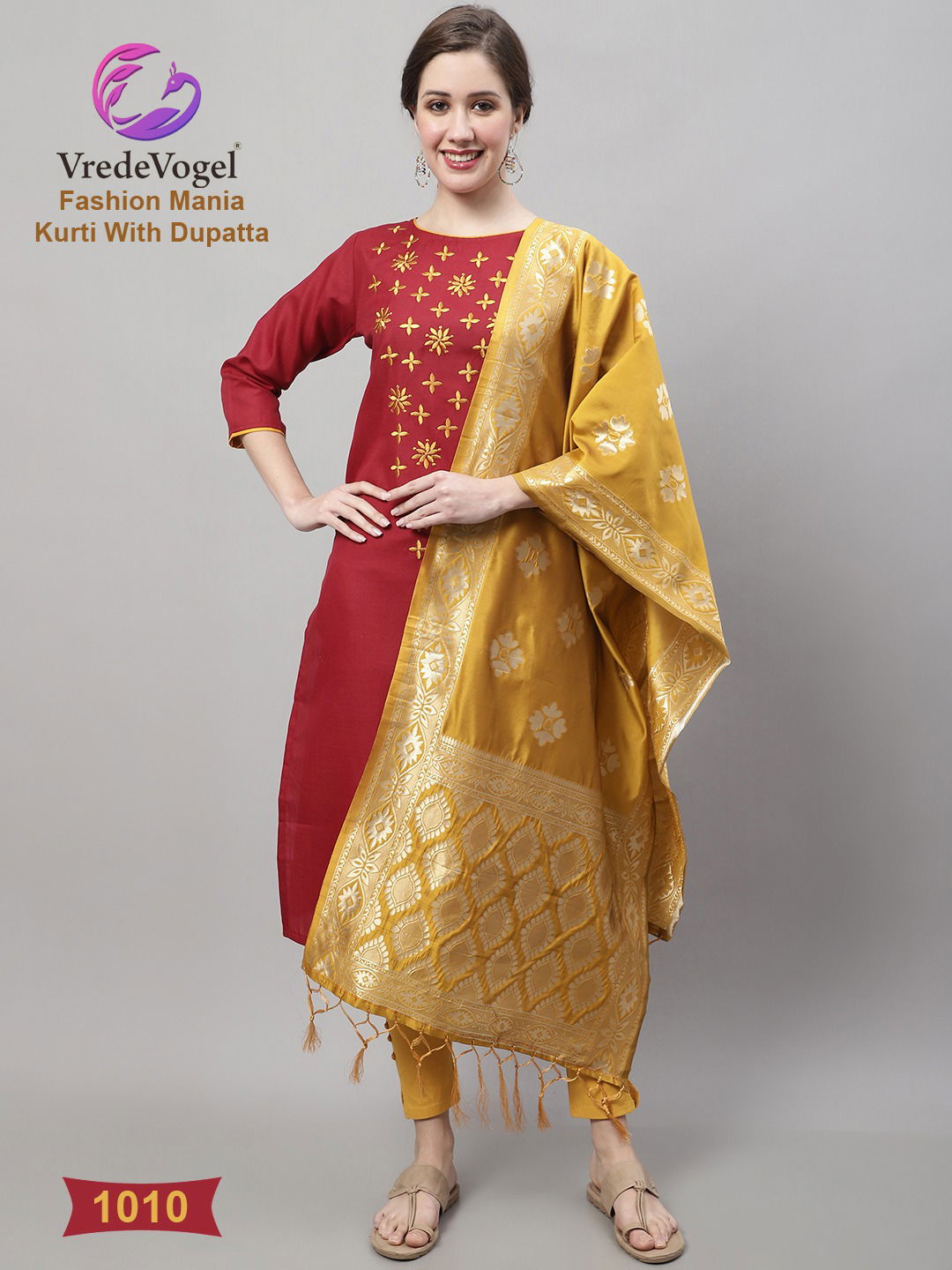 Vredevogel Fashion Mania Wholesale Cotton Kurtis With Dupatta